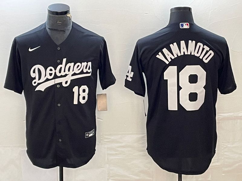 Men Los Angeles Dodgers #18 Yamamoto Black Nike Game MLB Jersey style 3->philadelphia flyers->NHL Jersey